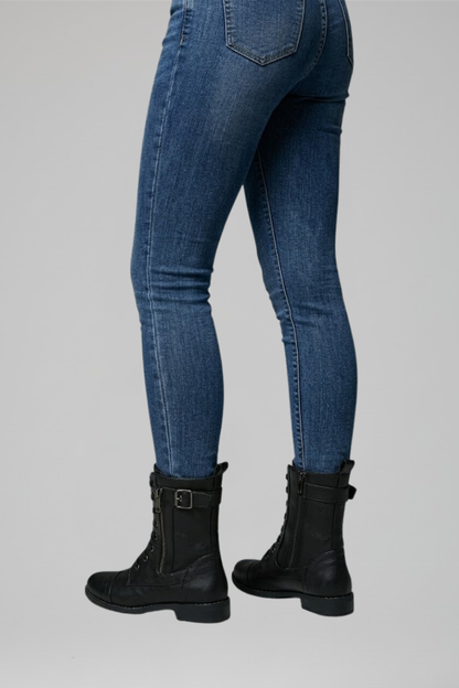 Rowan | Black Lace Up Military Combat Boots with Side Zip 5