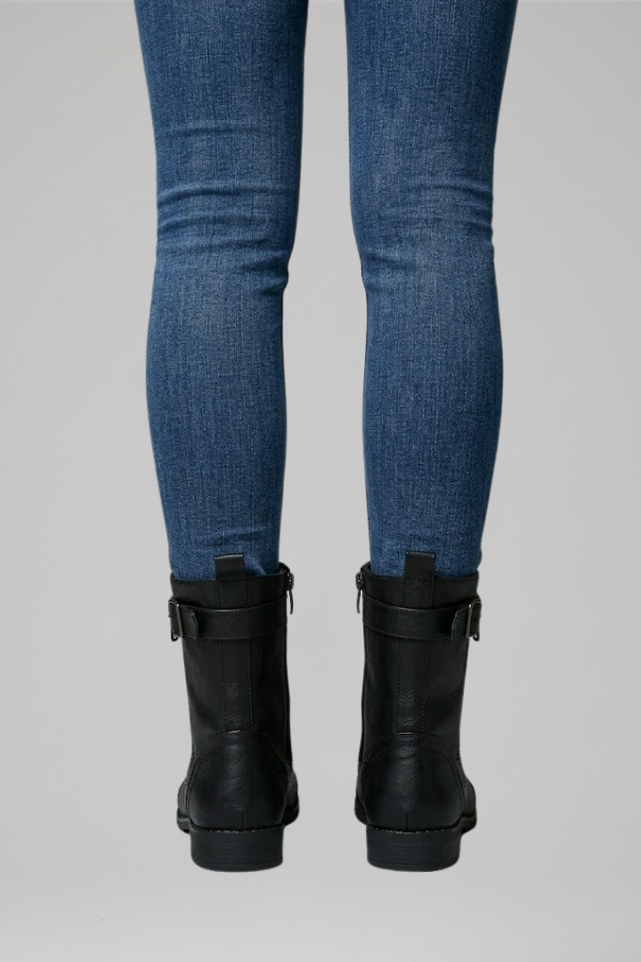 Rowan | Black Lace Up Military Combat Boots with Side Zip 6
