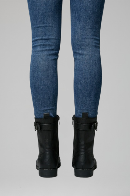 Rowan | Black Lace Up Military Combat Boots with Side Zip 6