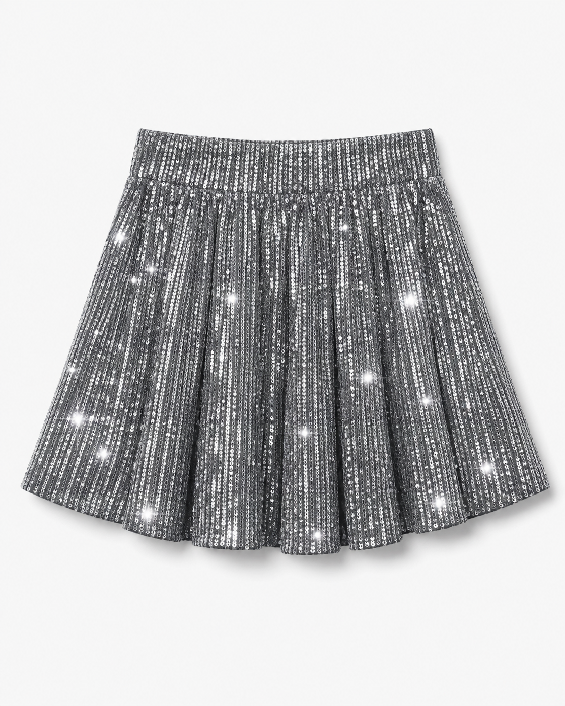 Halle | Silver Sequin High Waisted Flared Skort 1