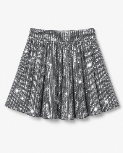 Halle | Silver Sequin High Waisted Flared Skort 1