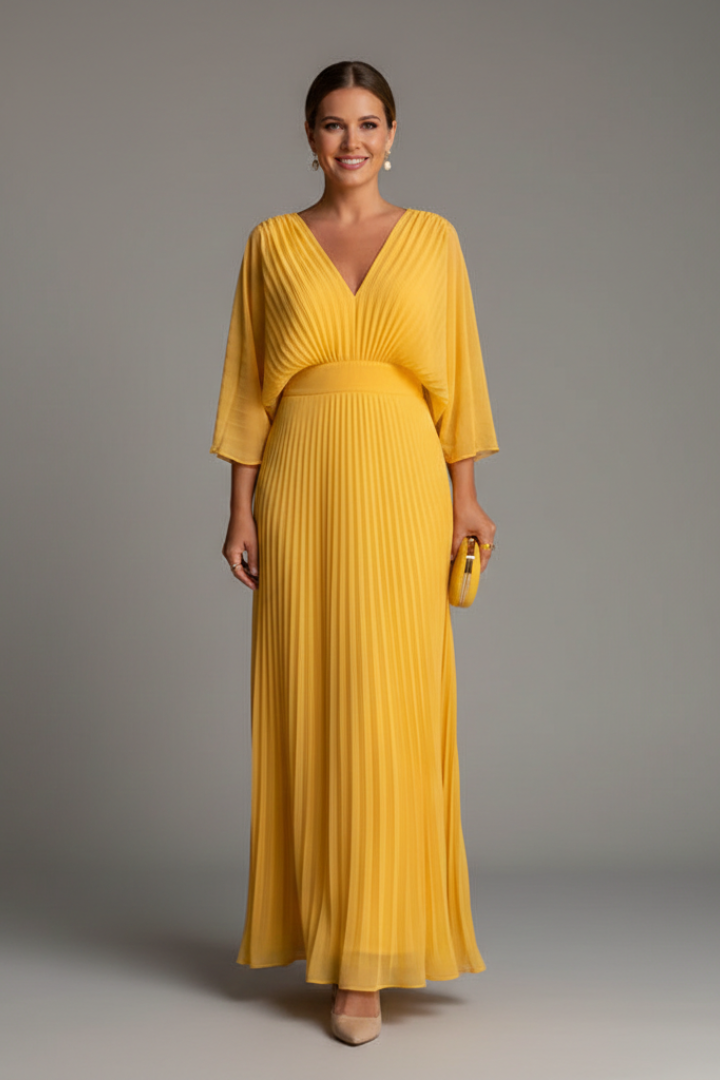 Oceane | Cobalt Blue Pleated Kimono Sleeve Maxi Dress 3