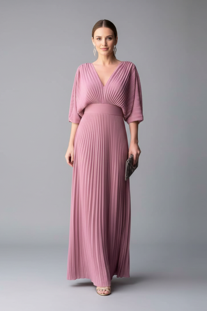 Oceane | Cobalt Blue Pleated Kimono Sleeve Maxi Dress 4