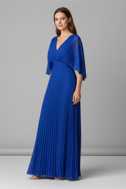 Oceane | Cobalt Blue Pleated Kimono Sleeve Maxi Dress 8