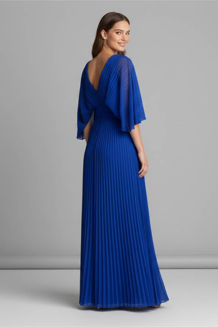 Oceane | Cobalt Blue Pleated Kimono Sleeve Maxi Dress 9