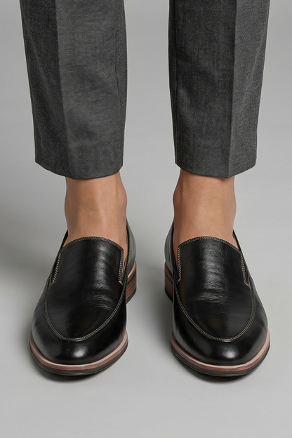 Coco | Black Leather Slip On Loafers 3