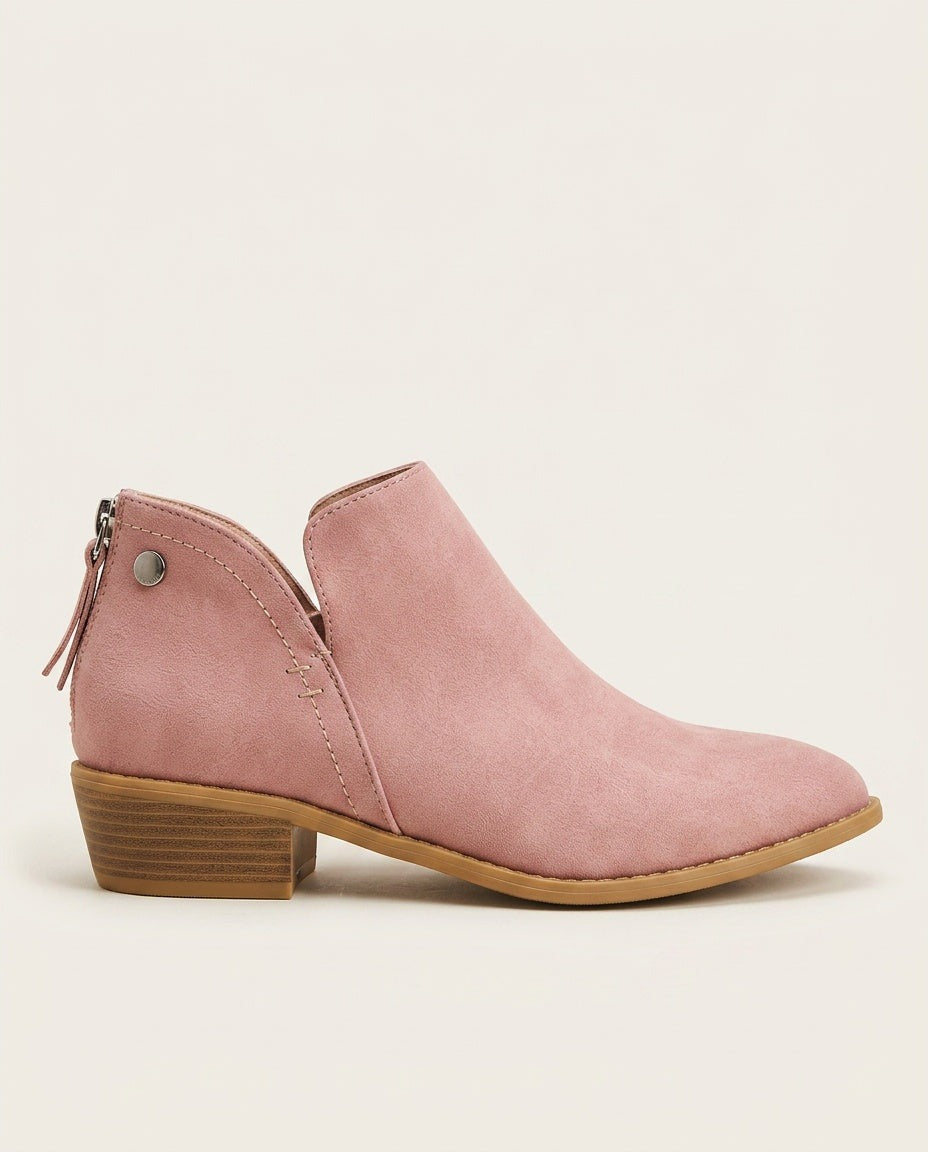 Sabina | Blue Suede V Cut Block Heel Ankle Boots 4