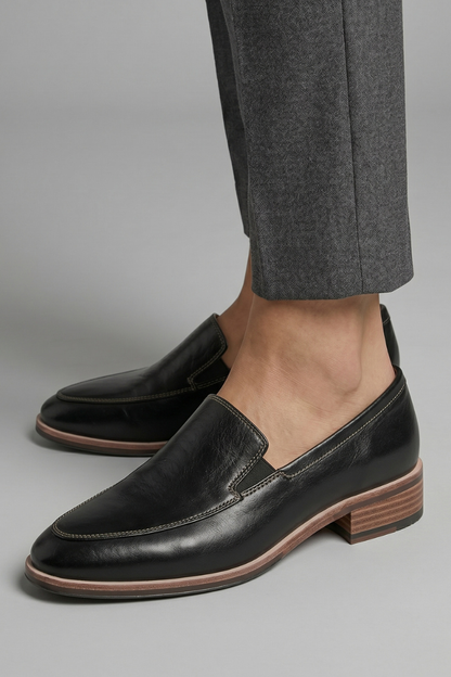 Coco | Black Leather Slip On Loafers 4