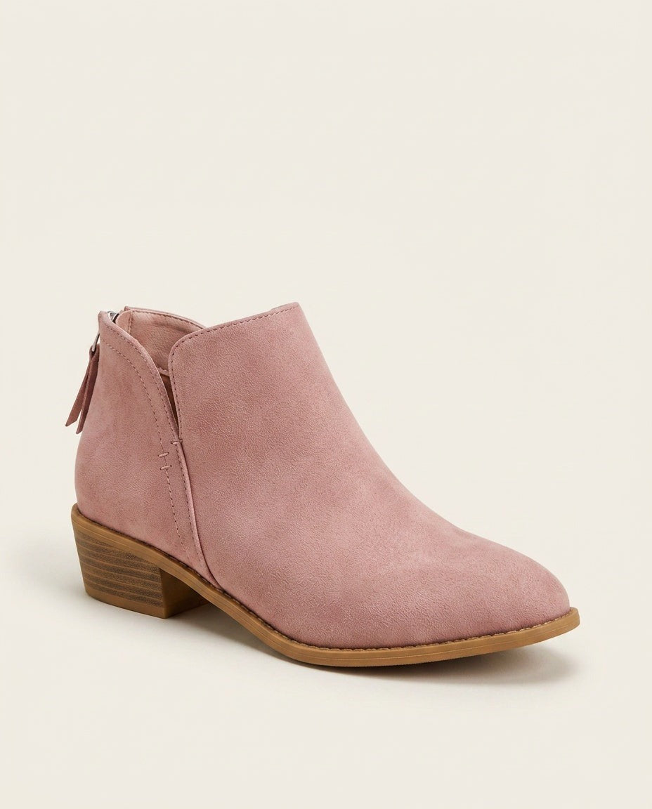 Sabina | Blue Suede V Cut Block Heel Ankle Boots 5