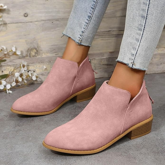 Sabina | Blue Suede V Cut Block Heel Ankle Boots 6