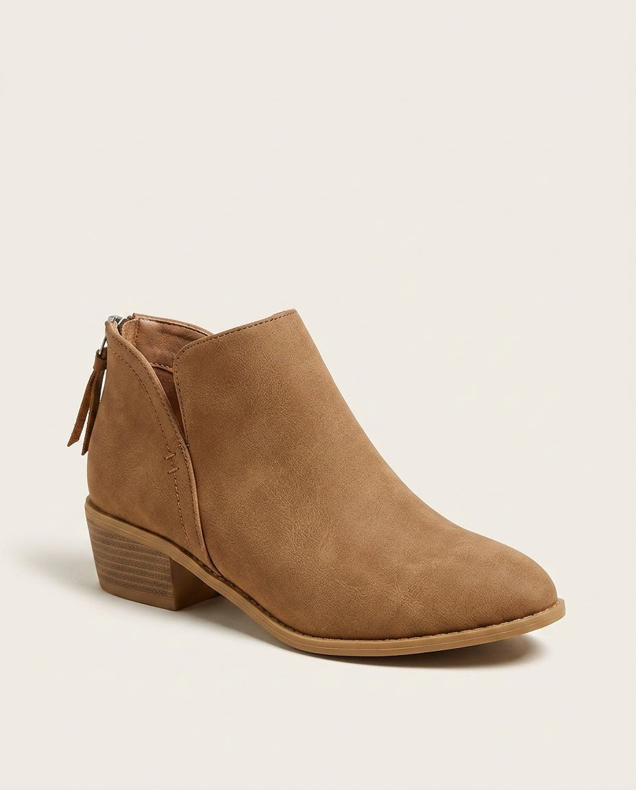 Sabina | Blue Suede V Cut Block Heel Ankle Boots 7