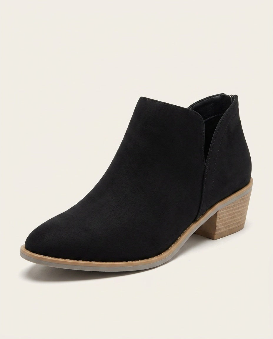 Sabina | Blue Suede V Cut Block Heel Ankle Boots 10