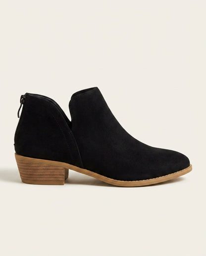 Sabina | Blue Suede V Cut Block Heel Ankle Boots 11