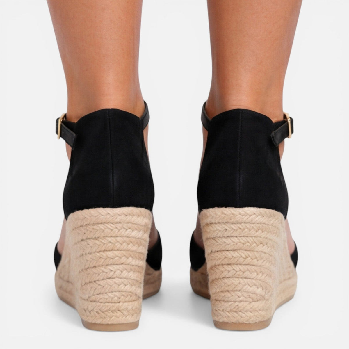 Zaila | Black Closed Toe Ankle Strap Espadrille Wedges 4