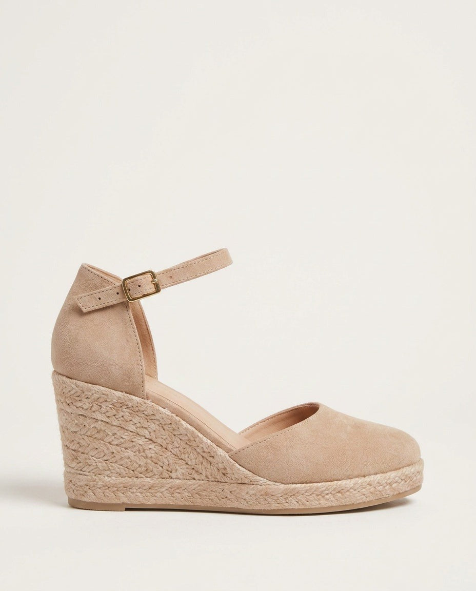Zaila | Black Closed Toe Ankle Strap Espadrille Wedges 5