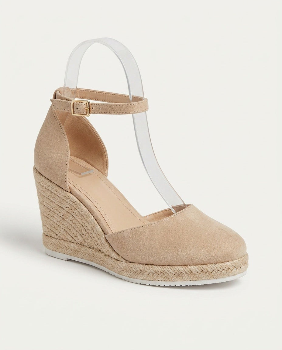 Zaila | Black Closed Toe Ankle Strap Espadrille Wedges 6