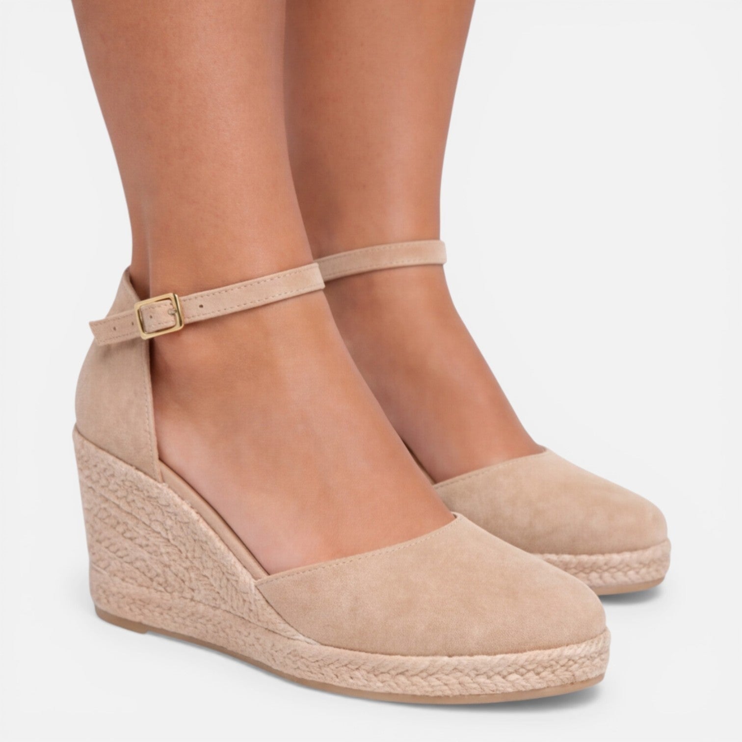 Zaila | Black Closed Toe Ankle Strap Espadrille Wedges 7