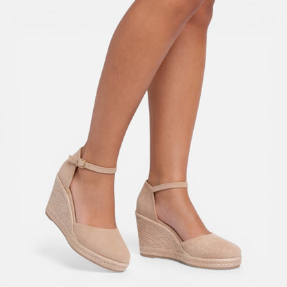 Zaila | Black Closed Toe Ankle Strap Espadrille Wedges 9