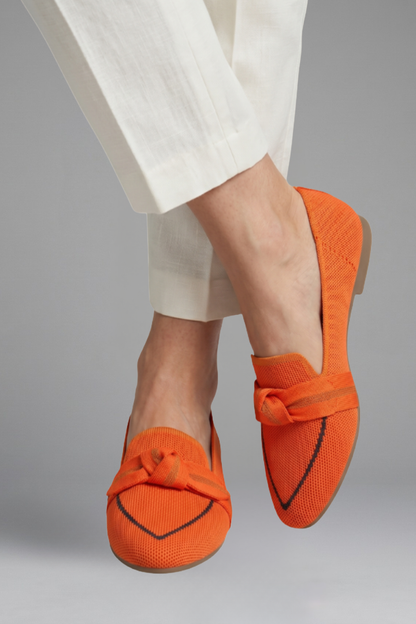 Brigitte | Blue Canvas Pointed Toe Knot Bow Flats 8