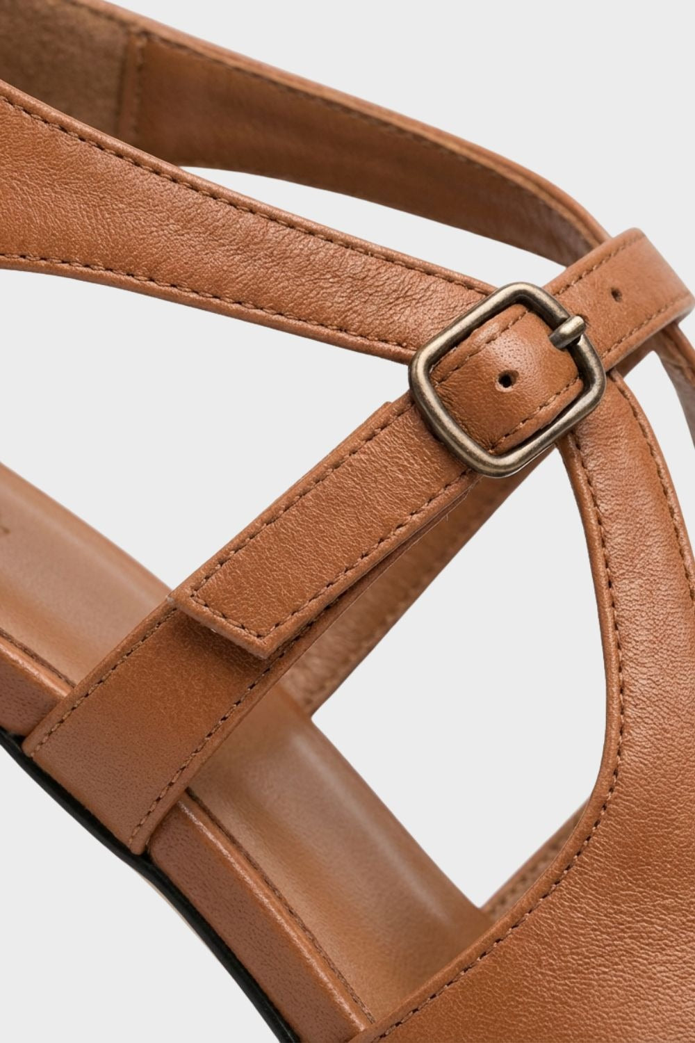 Blythe | Tan Cross Strap Mary Jane Heeled Pumps 4
