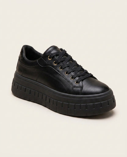 Marlow | Tan Lace Up Chunky Platform Sneakers 4