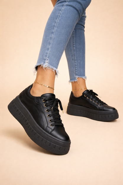 Marlow | Tan Lace Up Chunky Platform Sneakers 6