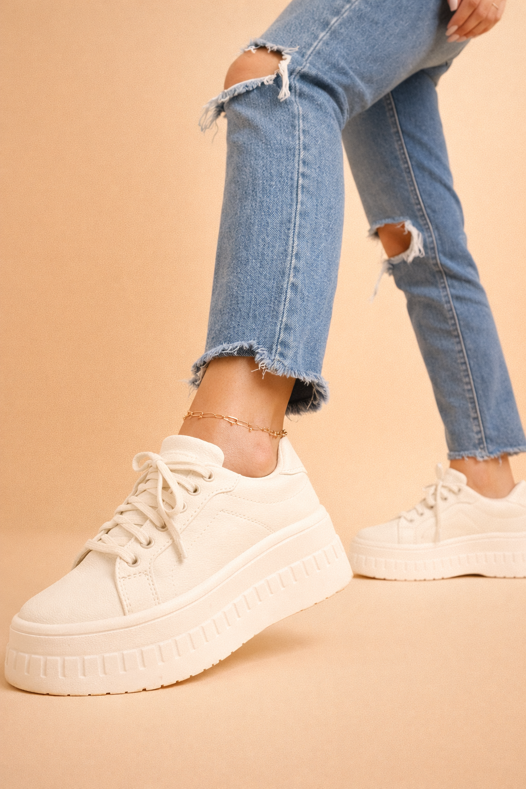 Marlow | Tan Lace Up Chunky Platform Sneakers 9