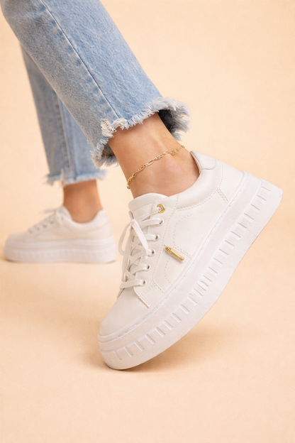 Marlow | Tan Lace Up Chunky Platform Sneakers 10