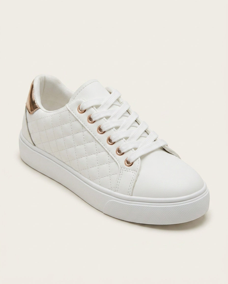 Wynn | Black Quilted Lace Up Low Top Sneakers 4