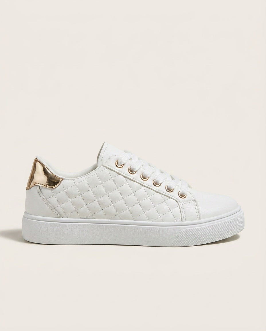 Wynn | Black Quilted Lace Up Low Top Sneakers 5