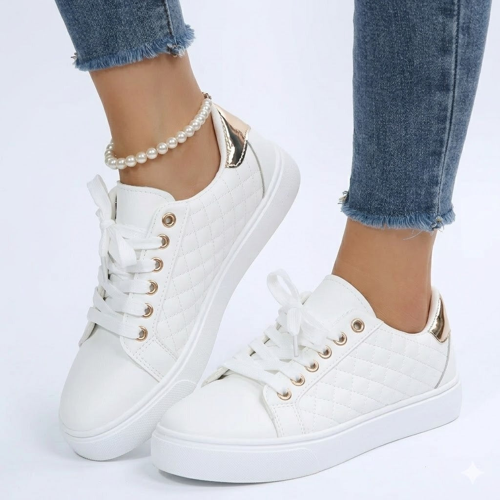 Wynn | Black Quilted Lace Up Low Top Sneakers 6