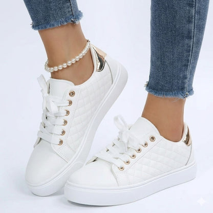 Wynn | Black Quilted Lace Up Low Top Sneakers 6