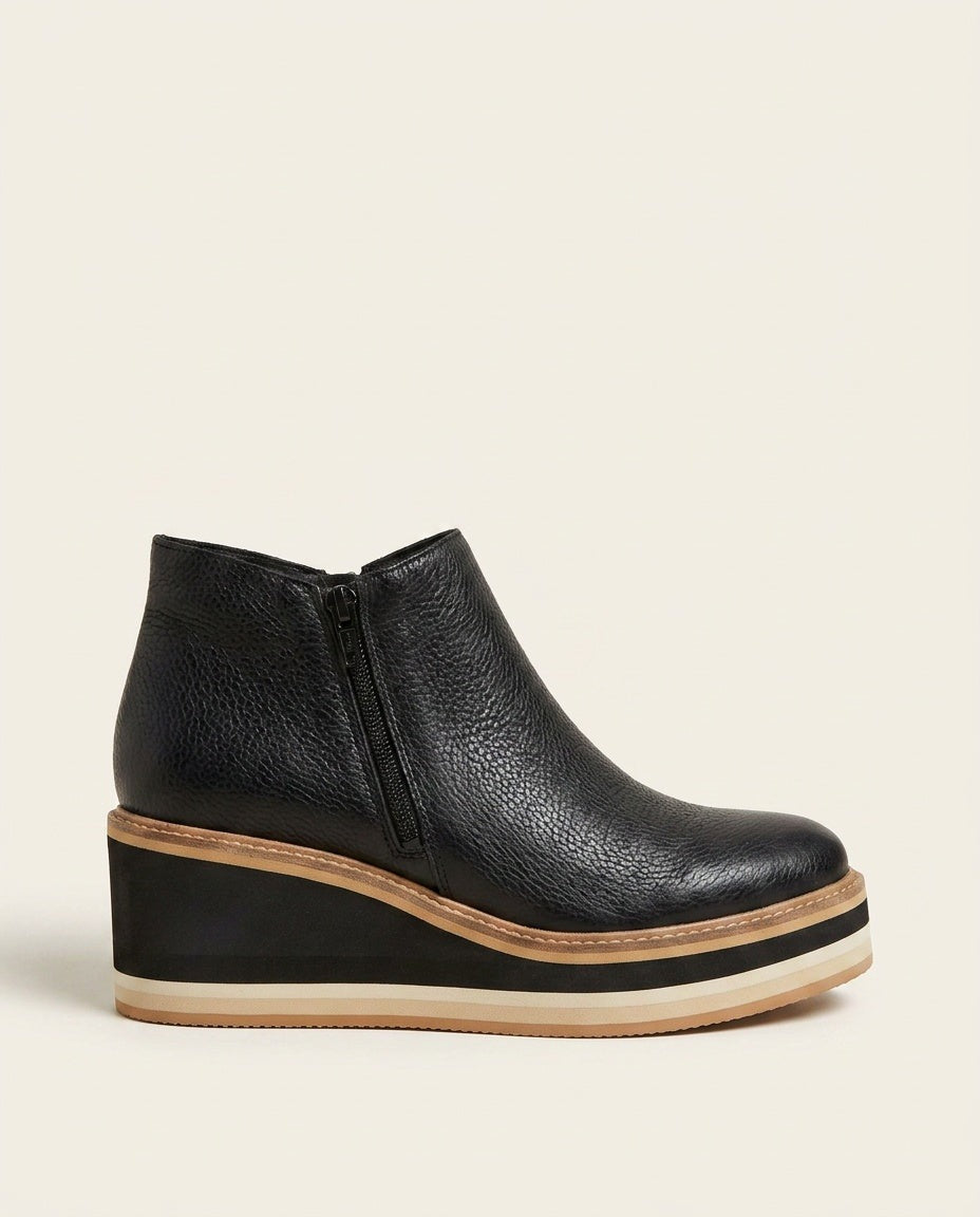 Renata | Black Side Zip Platform Ankle Boots 2