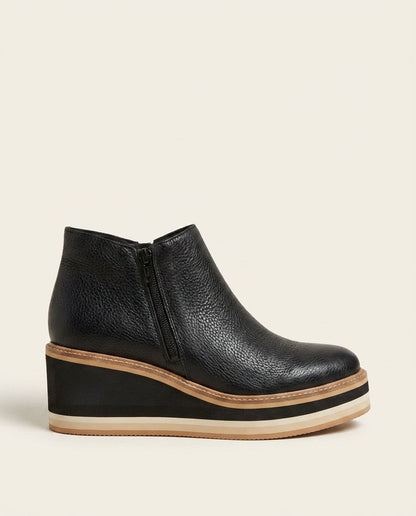 Renata | Black Side Zip Platform Ankle Boots 2