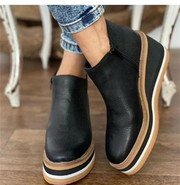 Renata | Black Side Zip Platform Ankle Boots 3