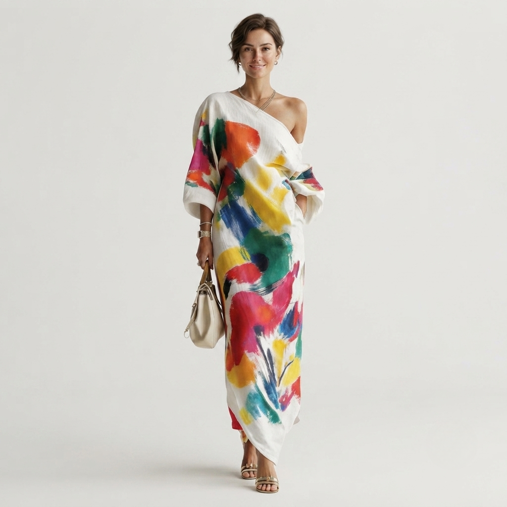 Grace Sullivan | Artistic Abstract Melbourne Cup Maxi Dress 1