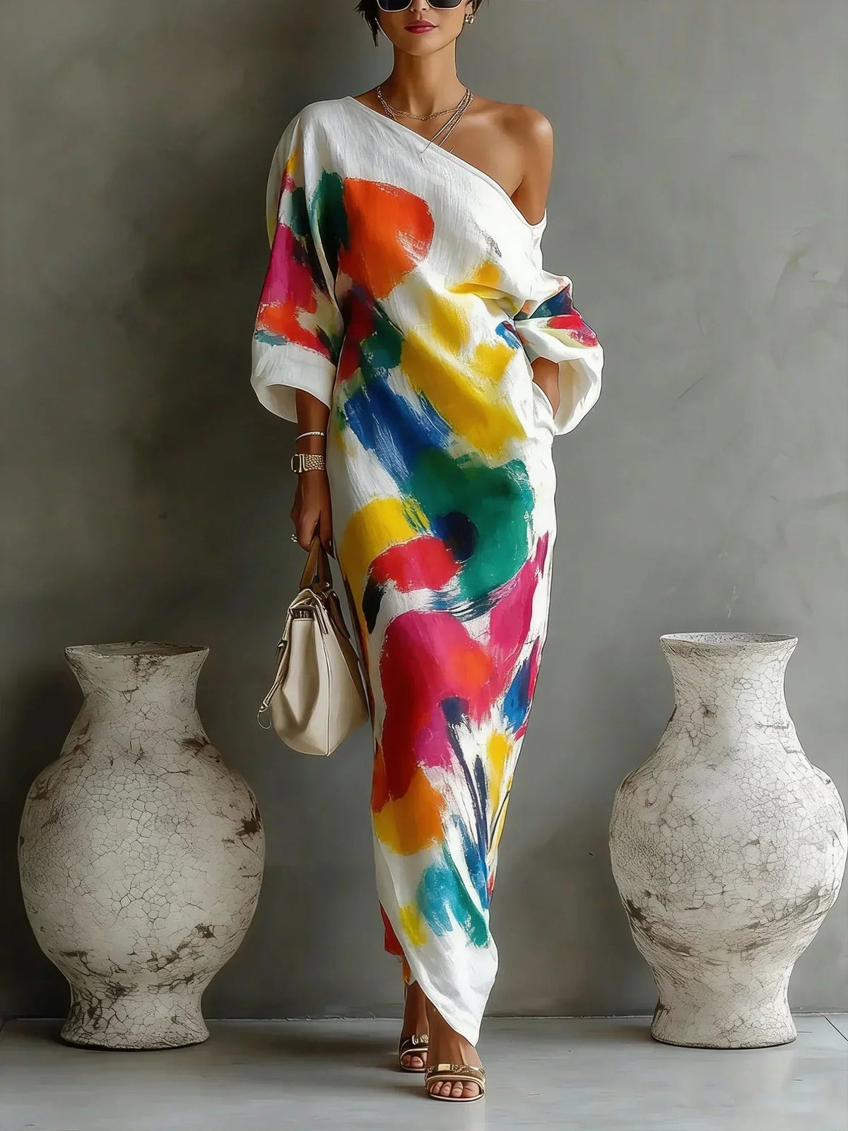 Grace Sullivan | Artistic Abstract Melbourne Cup Maxi Dress 3