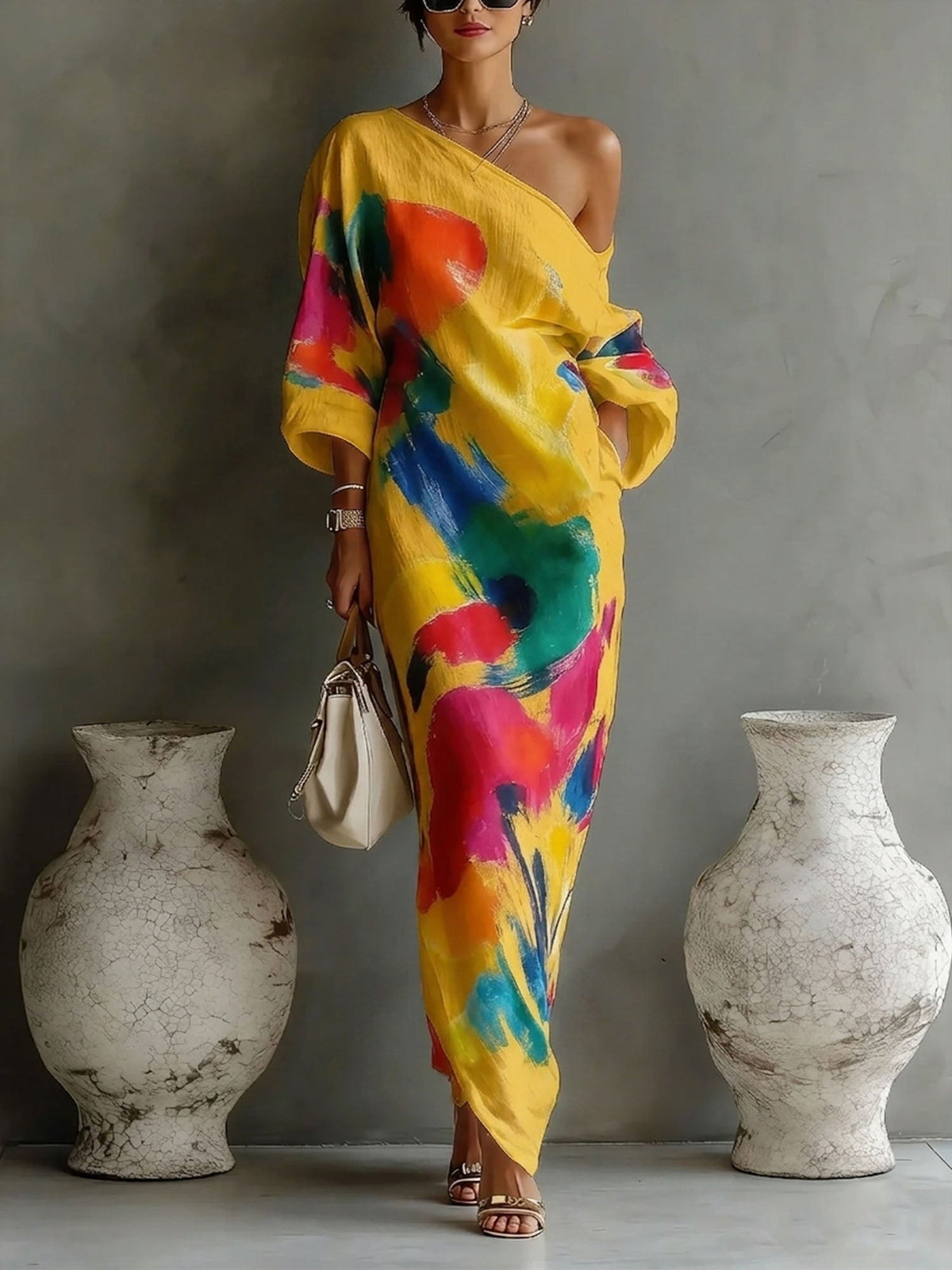 Grace Sullivan | Artistic Abstract Melbourne Cup Maxi Dress 4