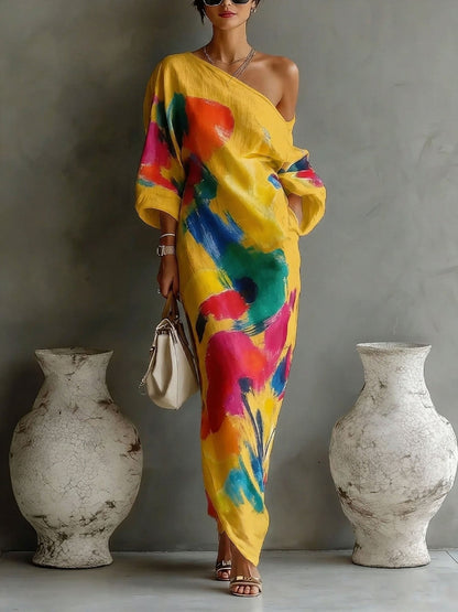 Grace Sullivan | Artistic Abstract Melbourne Cup Maxi Dress 4