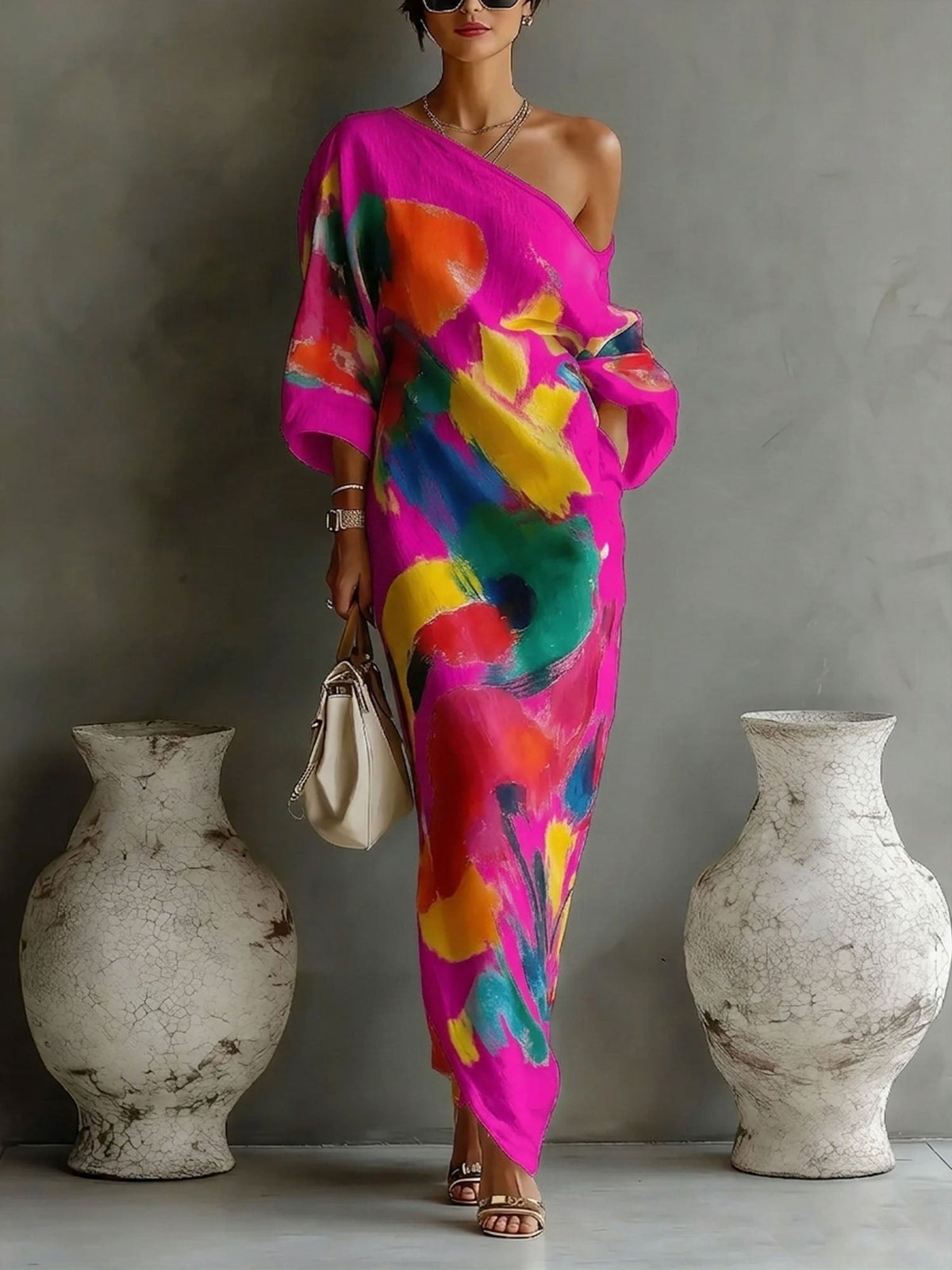 Grace Sullivan | Artistic Abstract Melbourne Cup Maxi Dress 5