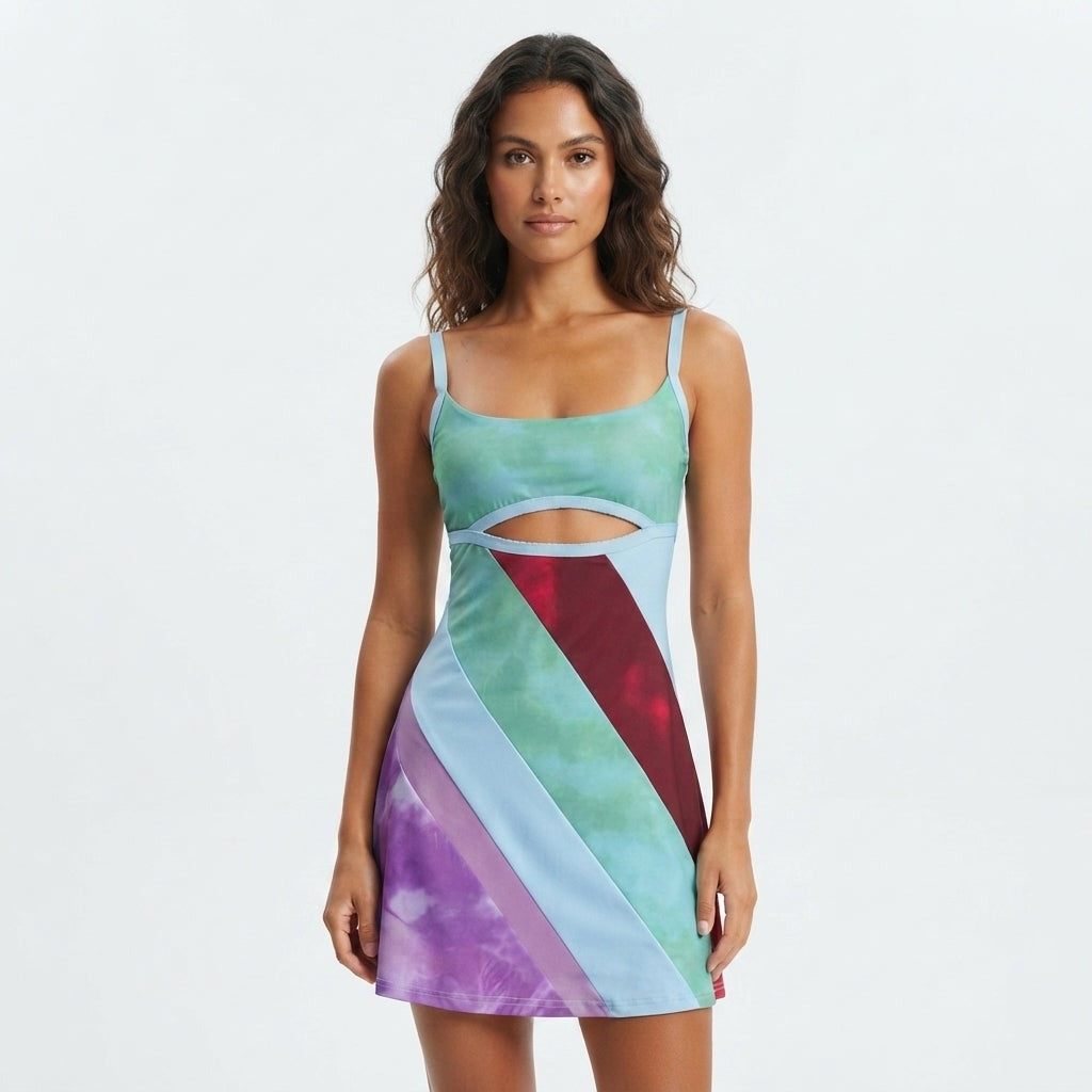 Tara Kelly | Patchwork Cut Out Race Day Mini Dress 1
