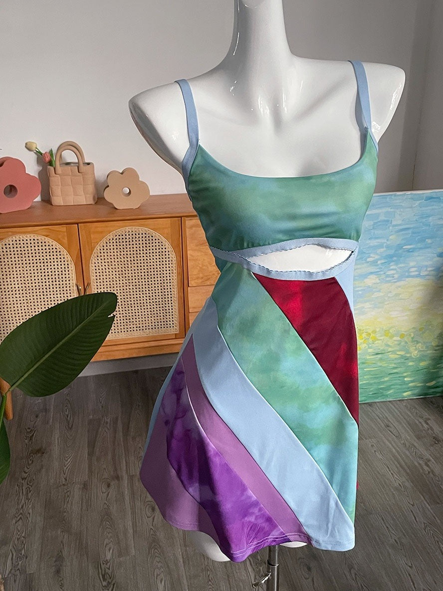 Tara Kelly | Patchwork Cut Out Race Day Mini Dress 5