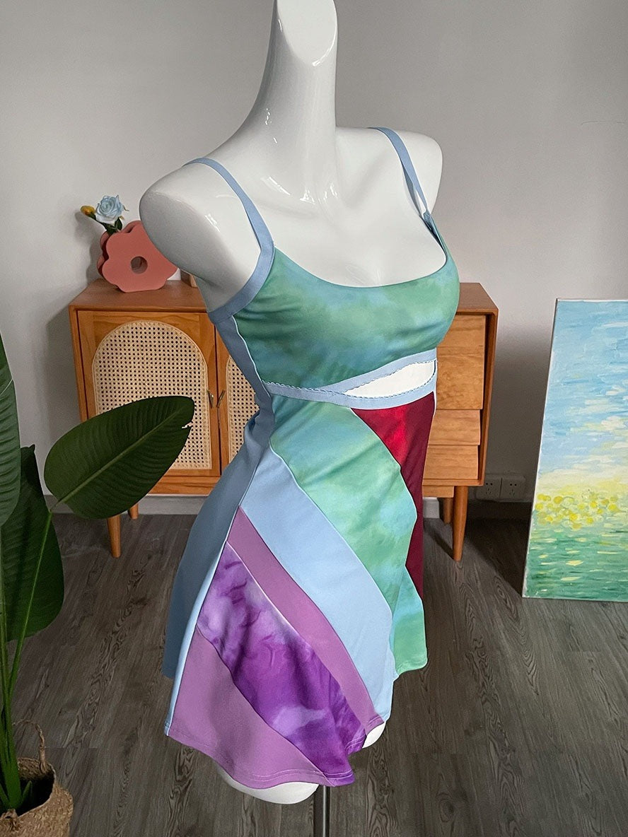 Tara Kelly | Patchwork Cut Out Race Day Mini Dress 7