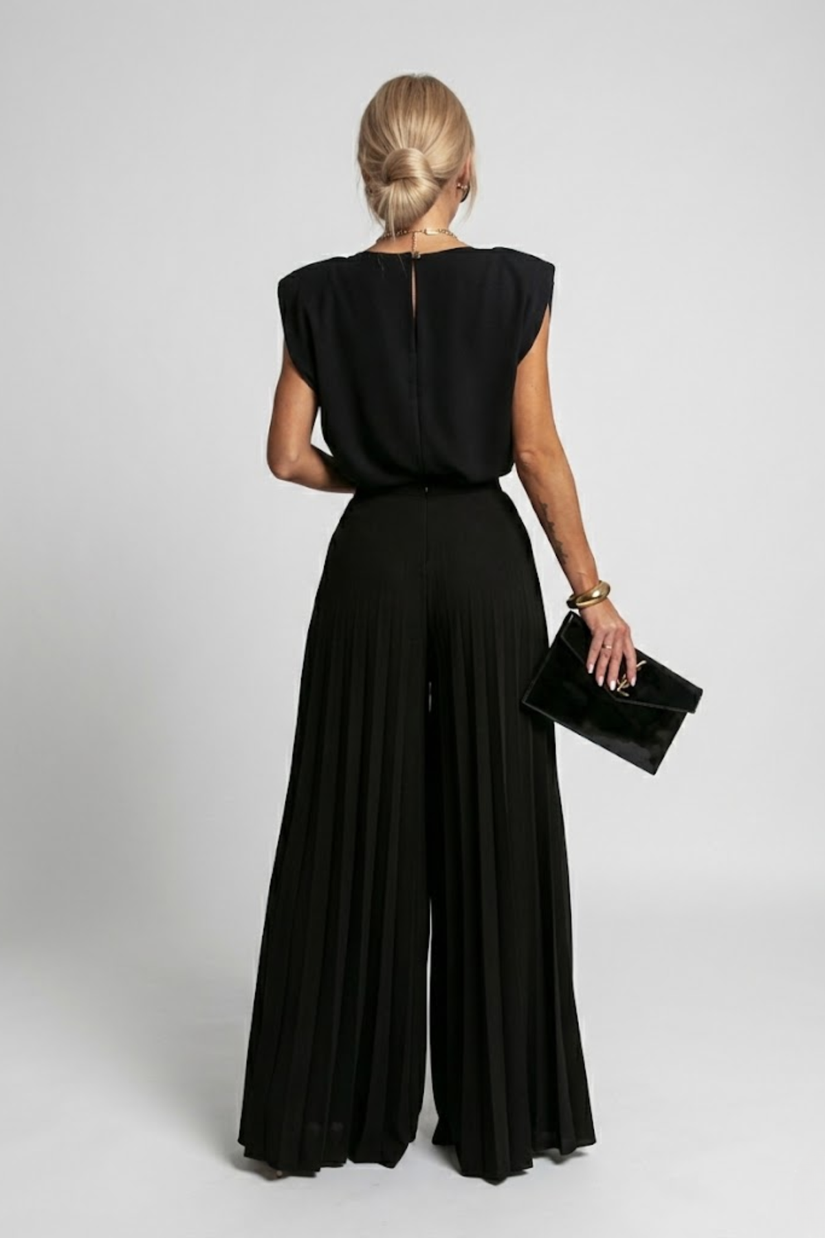 Amara | Black Cap Sleeve Top and Pleated Wide Leg Two Piece Set 2