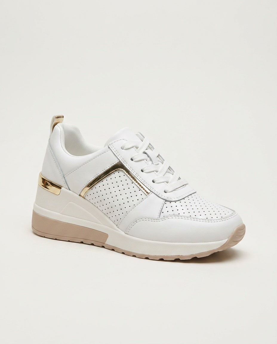 Odile | Grey Lace Up Hidden Wedge Sneakers 6