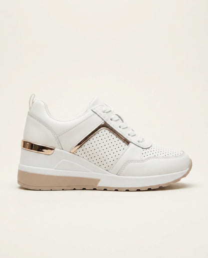 Odile | Grey Lace Up Hidden Wedge Sneakers 7