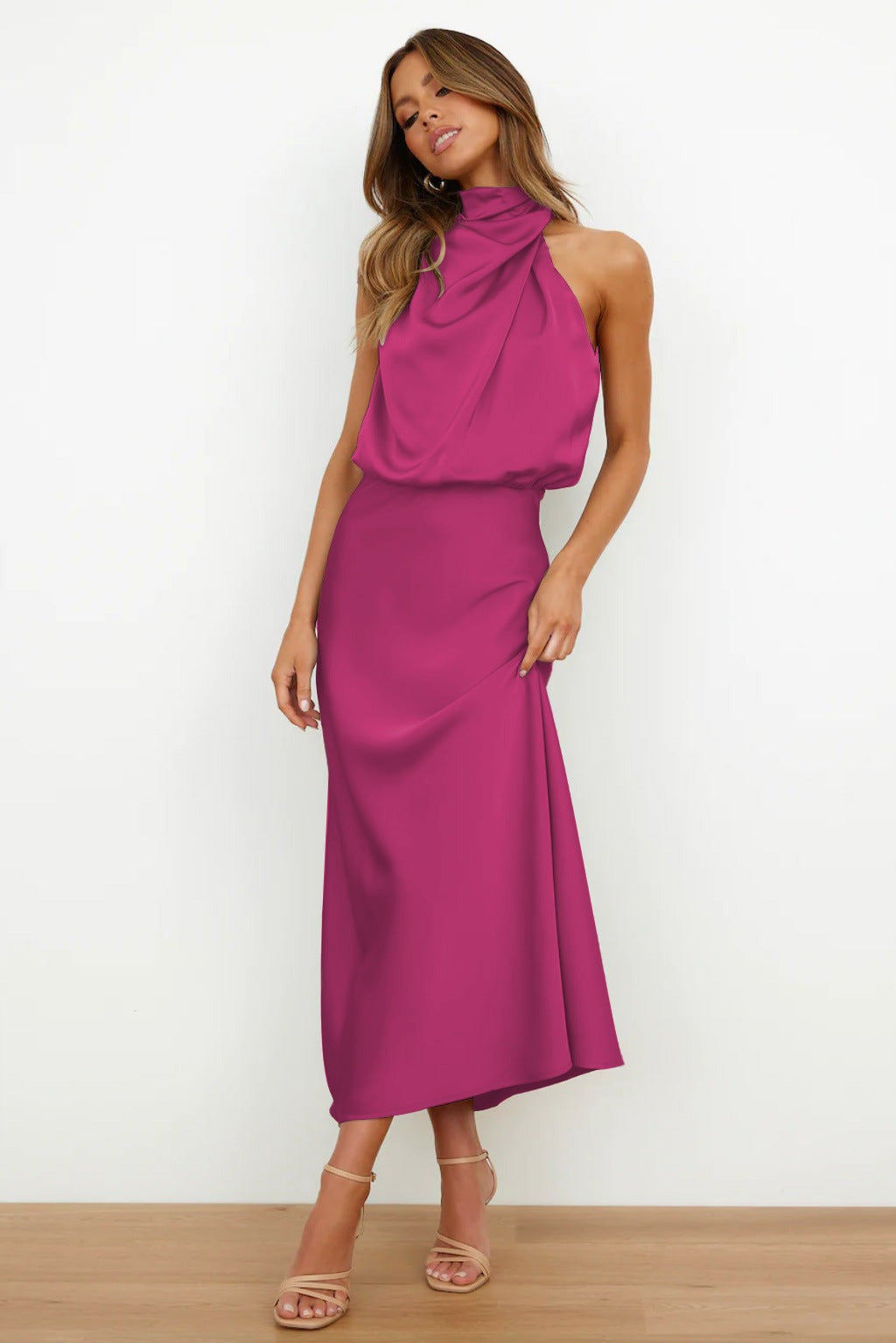Isla Crompton | Satin Halter Race Day Midi Dress 10