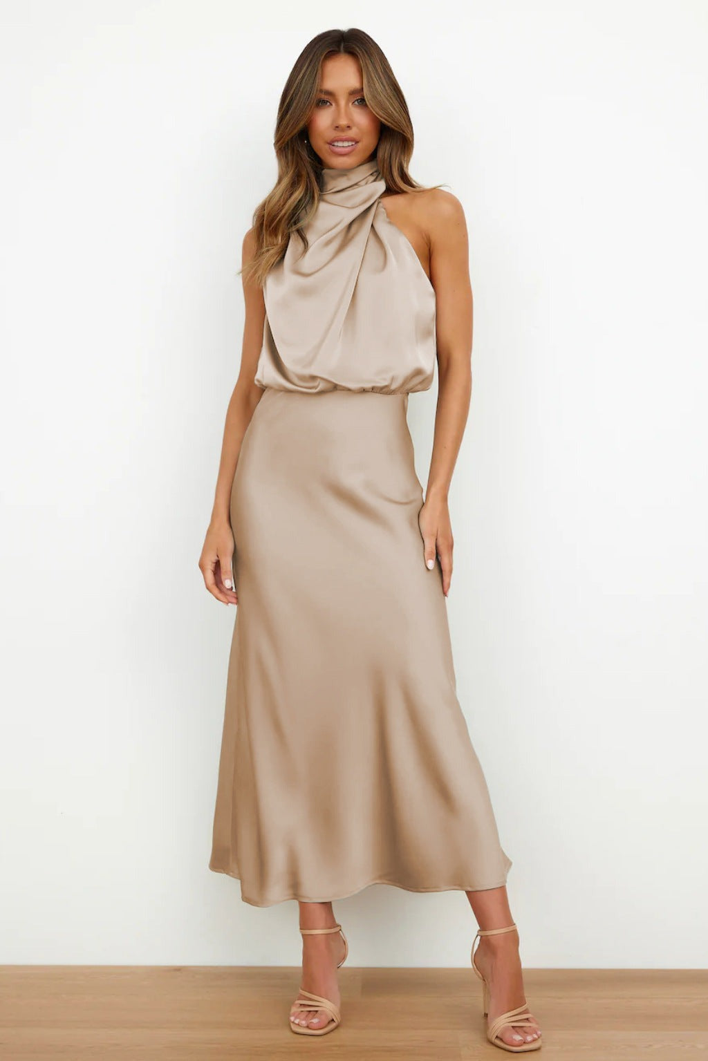Isla Crompton | Satin Halter Race Day Midi Dress 4