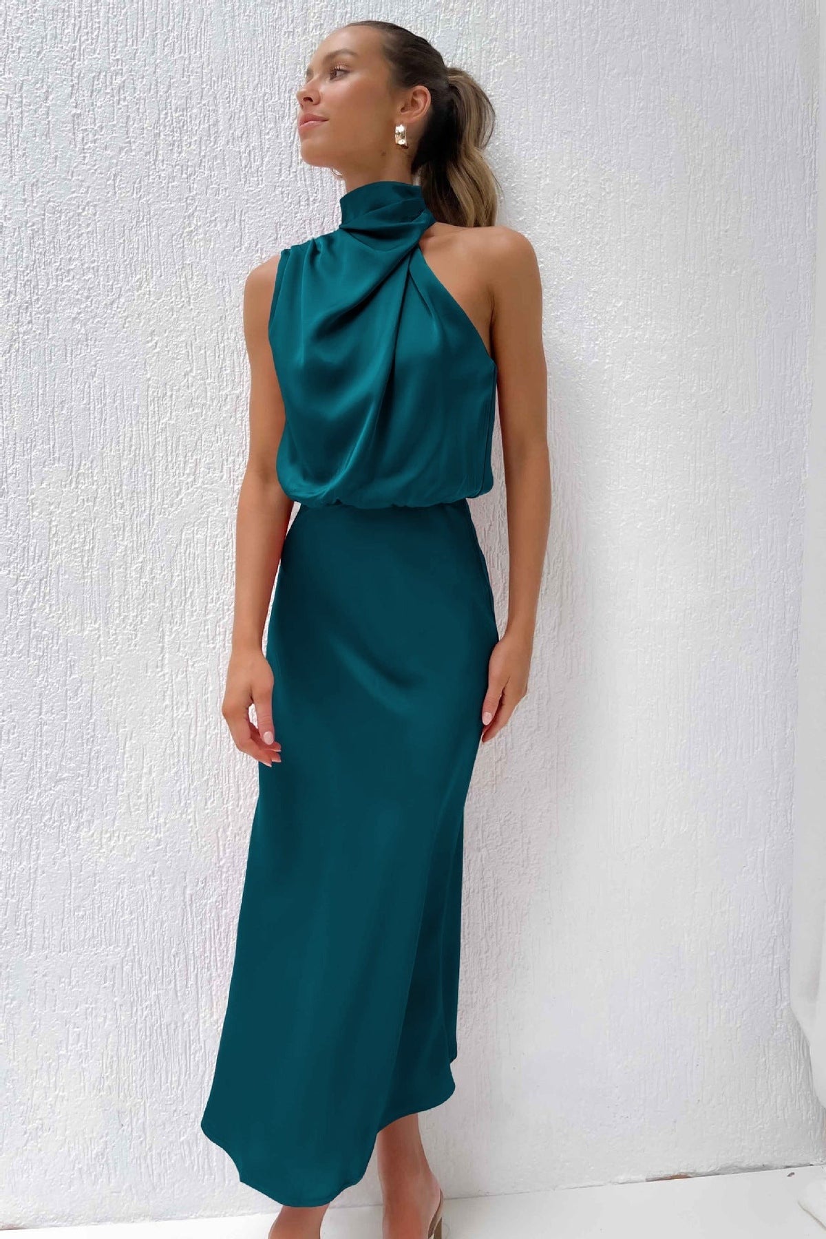 Isla Crompton | Satin Halter Race Day Midi Dress 9