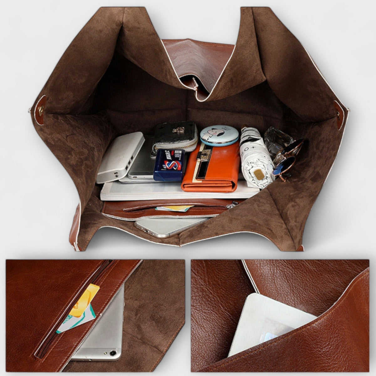 Urania | Oversized Leather Weekender Bag 19